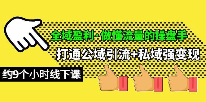 全域盈利·做懂流量的操盘手，打通公域引流+私域强变现，约9个小时线下课-悠闲副业网