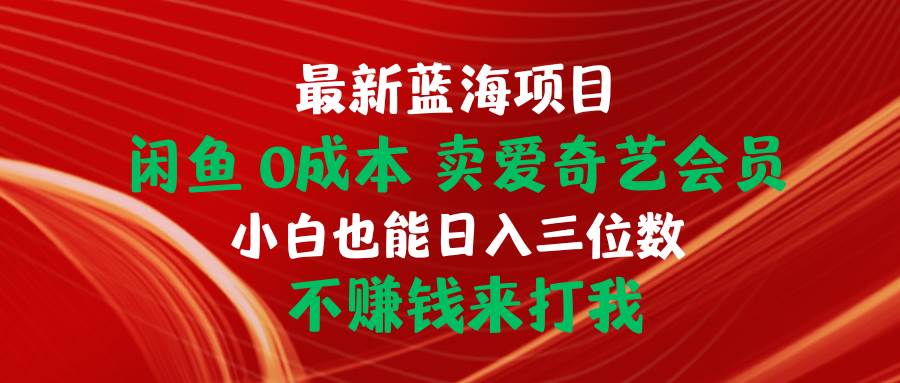 最新蓝海项目 闲鱼0成本 卖爱奇艺会员 小白也能入三位数 不赚钱来打我-悠闲副业网