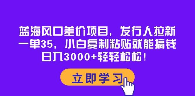 蓝海风口差价项目，发行人拉新，一单35，小白复制粘贴就能搞钱！日入3000+轻轻松松-悠闲副业网