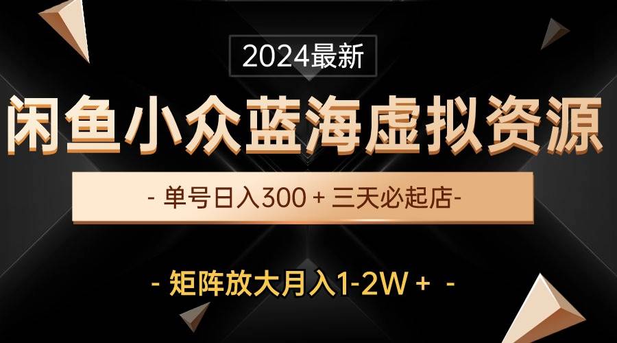 最新闲鱼小众蓝海虚拟资源，单号日入300＋，三天必起店，矩阵放大月入1-2W-悠闲副业网