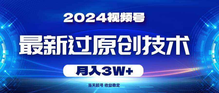 2024视频号最新过原创技术，当天起号，收益稳定，月入3W+-悠闲副业网