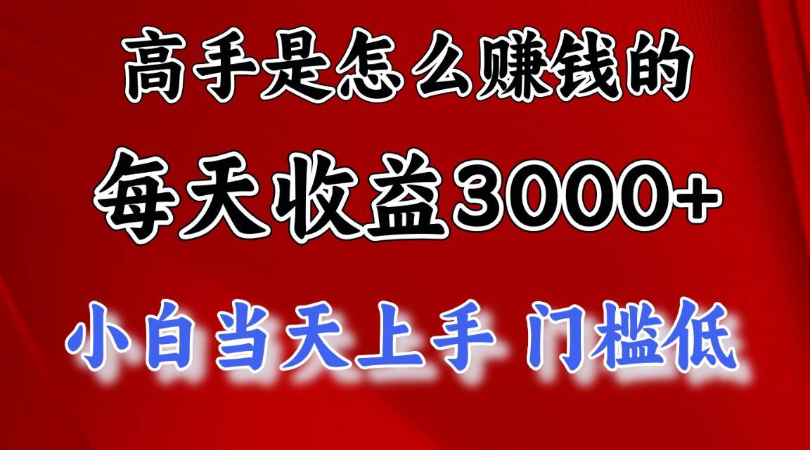 高手是怎么赚钱的，一天收益3000+ 这是穷人逆风翻盘的一个项目，非常稳…-悠闲副业网