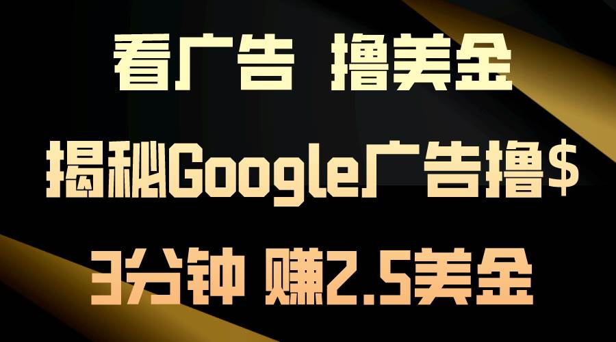 看广告，撸美金！3分钟赚2.5美金！日入200美金不是梦！揭秘Google广告…-悠闲副业网