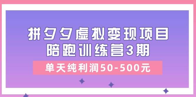 某收费培训《拼夕夕虚拟变现项目陪跑训练营3期》单天纯利润50-500元-悠闲副业网