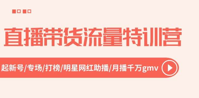 直播带货流量特训营，起新号-专场-打榜-明星网红助播 月播千万gmv（52节）-悠闲副业网