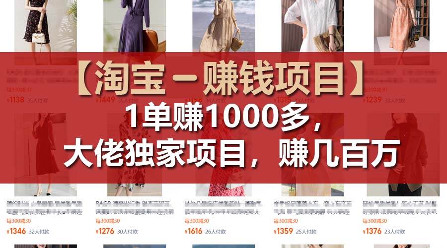 【淘宝赚钱项目】1单可赚1000多，大佬独家项目，年赚几百万-悠闲副业网