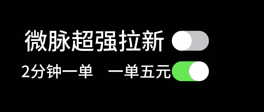 微脉超强拉新， 两分钟1单， 一单利润5块，适合小白-悠闲副业网