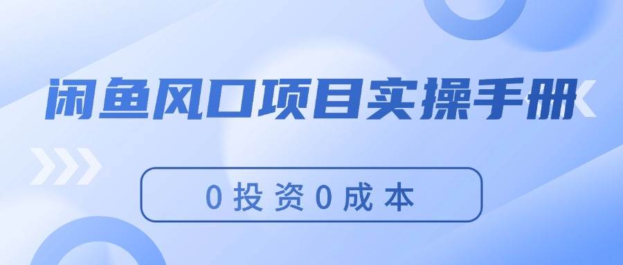 闲鱼风口项目实操手册，0投资0成本，让你做到，月入过万，新手可做-悠闲副业网