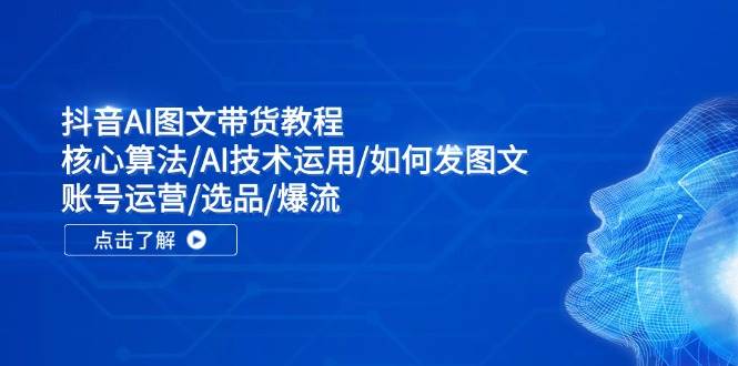 抖音AI图文带货教程：核心算法/AI技术运用/如何发图文/账号运营/选品/爆流-悠闲副业网