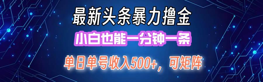 最新暴力头条掘金日入500+，矩阵操作日入2000+ ，小白也能轻松上手！-悠闲副业网