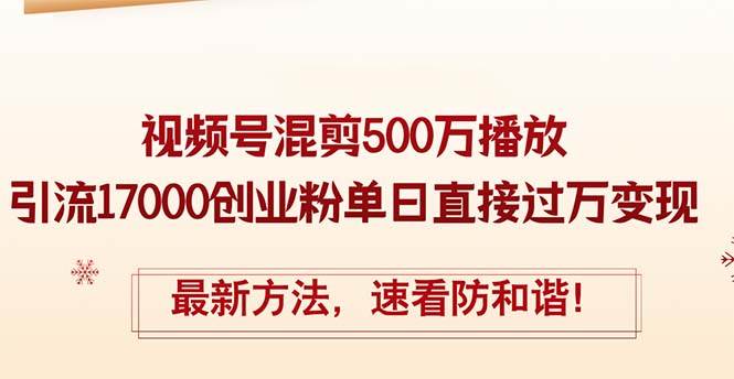 精华帖视频号混剪500万播放引流17000创业粉，单日直接过万变现，最新方…-悠闲副业网