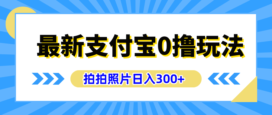 最新支付宝0撸玩法，拍照轻松赚收益，日入300+有手机就能做-悠闲副业网