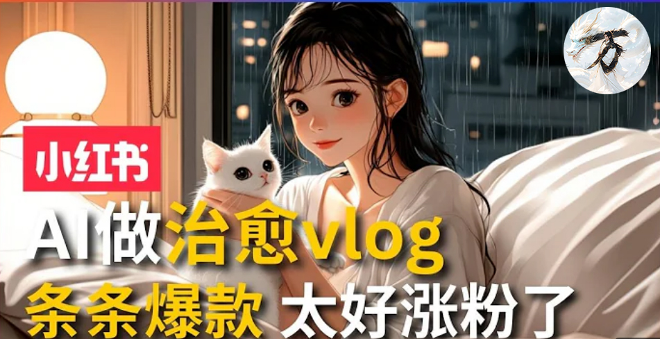 AI治愈系vlog动画视频，小红书7天 涨粉破千，商单报价1500+，0成本制作，日入2000+，有手就会 -悠闲副业网