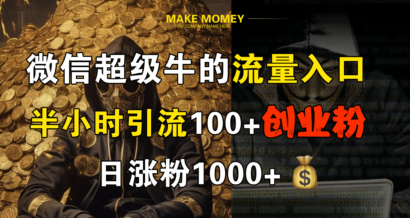 微信超级牛的流量入口，半小时引流100+创业粉，日涨粉1000+-悠闲副业网