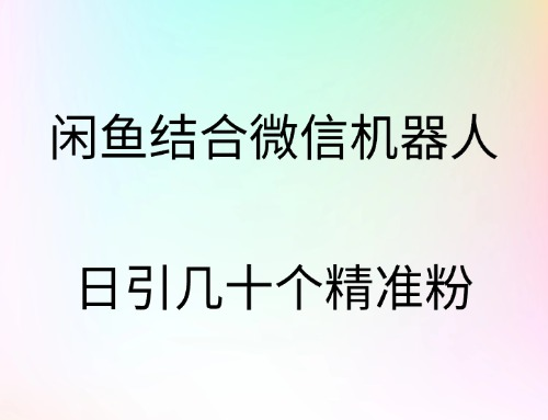 闲鱼结合微信机器人，日引几十个精准粉-悠闲副业网