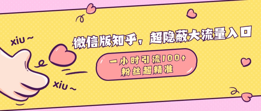 微信版知乎，超隐蔽流量入口，一小时引流100人，粉丝质量超高-悠闲副业网