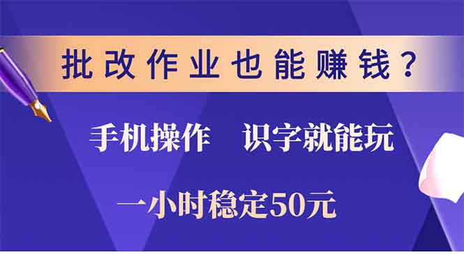 批改作业也能赚钱？0门槛手机项目，识字就能玩！一小时稳定50元！-悠闲副业网