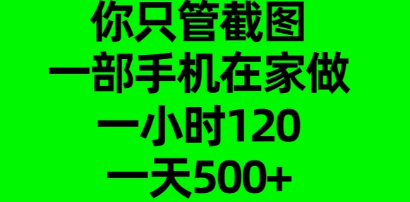 你只管截图，一部手机在家做，一小时120，一天500+-悠闲副业网