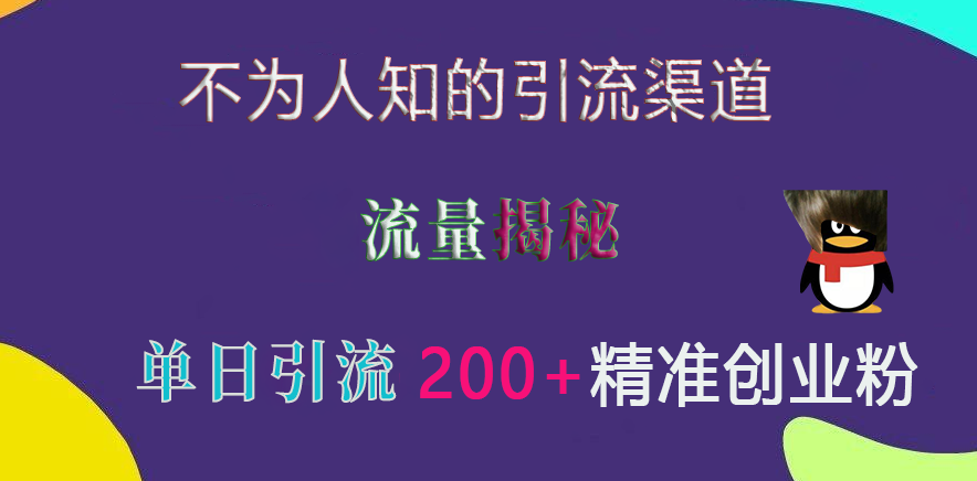 不为人知的引流渠道，流量揭秘，实测单日引流200+精准创业粉-悠闲副业网