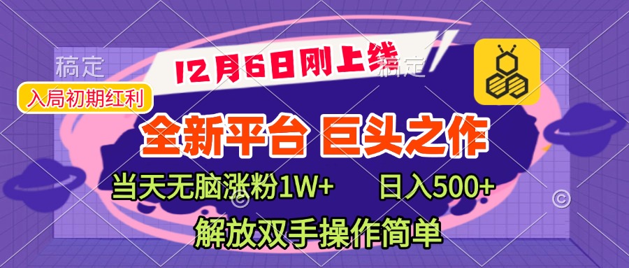 全新引流平台，巨头之作，当天无脑涨粉1W+，日入现500+，解放双手操作简单-悠闲副业网