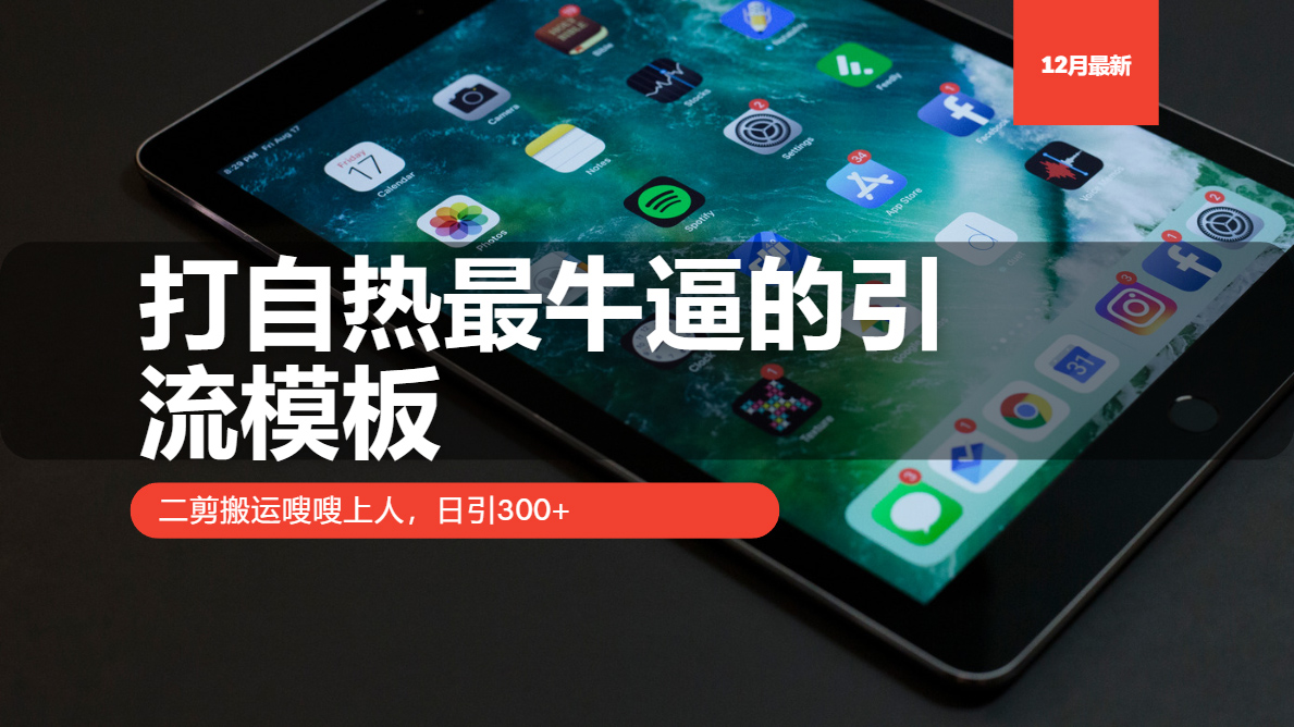 打自热最牛逼的引流模板，日引300+，二剪搬运嗖嗖上人-悠闲副业网