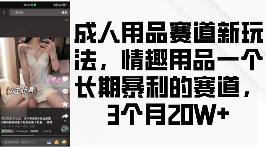 情趣用品一个长期暴利的赛道，成人用品赛道新玩法，3个月20W+-悠闲副业网