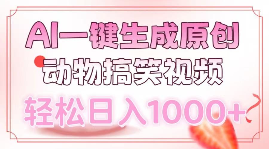 AI一键生成原创动物搞笑视频，轻松日入1000+-悠闲副业网