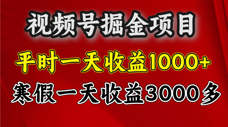 视频号掘金项目，寒假一天收益3000多-悠闲副业网