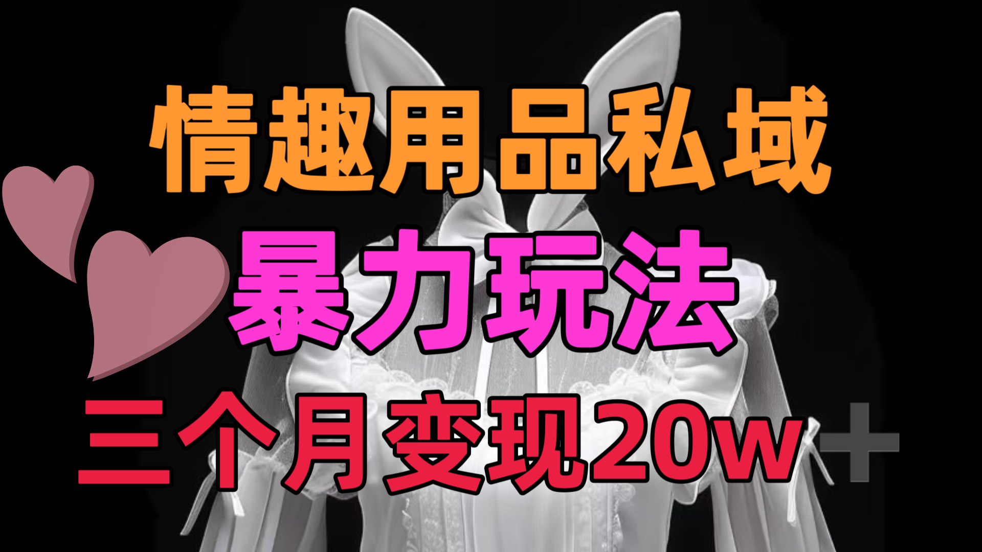 情趣用品私域，25年最新暴力玩法，三个月变现20w➕-悠闲副业网