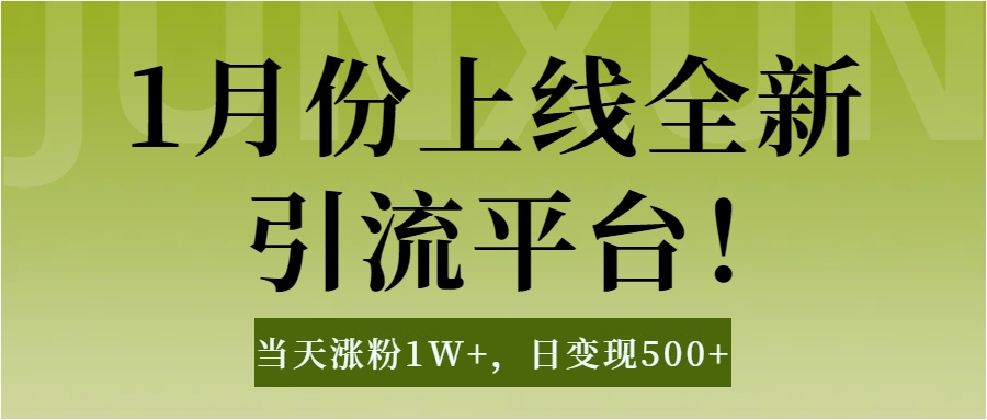 1月上线全新引流平台，当天涨粉1W+，日变现500+工具无脑涨粉，解放双手操作简单-悠闲副业网