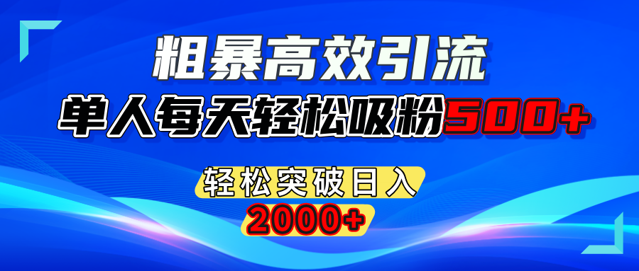 粗暴高效引流,单人每天轻松吸粉500+,轻松突破日入2000+-悠闲副业网